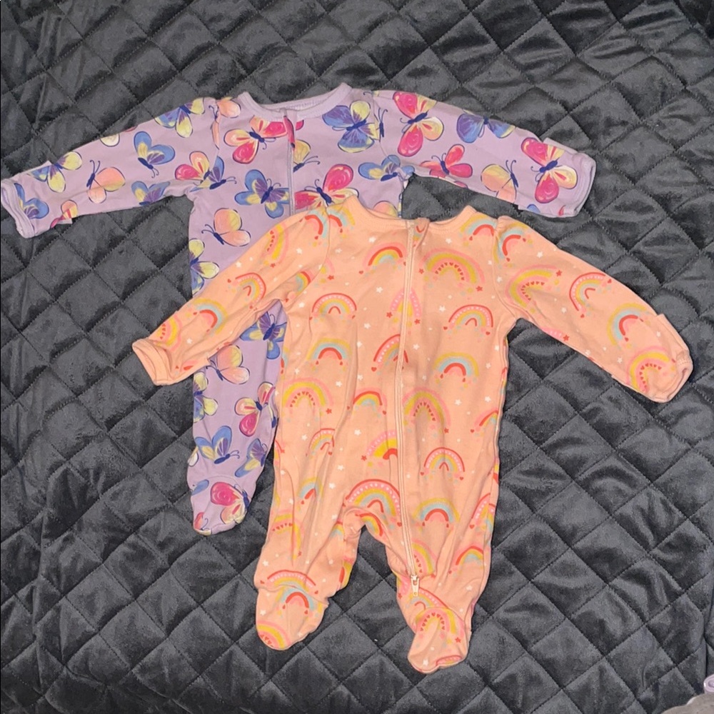 Wonder Nation Purple and Cream Footies Soft One Pieces